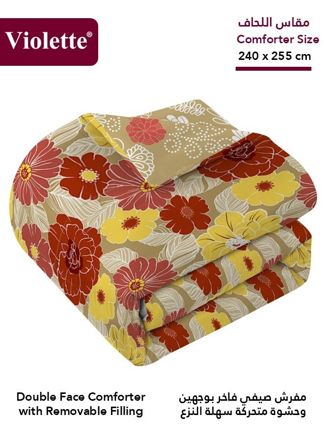 Violette PolyCotton Comforter Set, Fits 200x200 cm Double Size Bed, 7 Pieces (Removable Filling Included), Soft Cooling Breathable, Double Face Comforter, Fury Red - Image 4